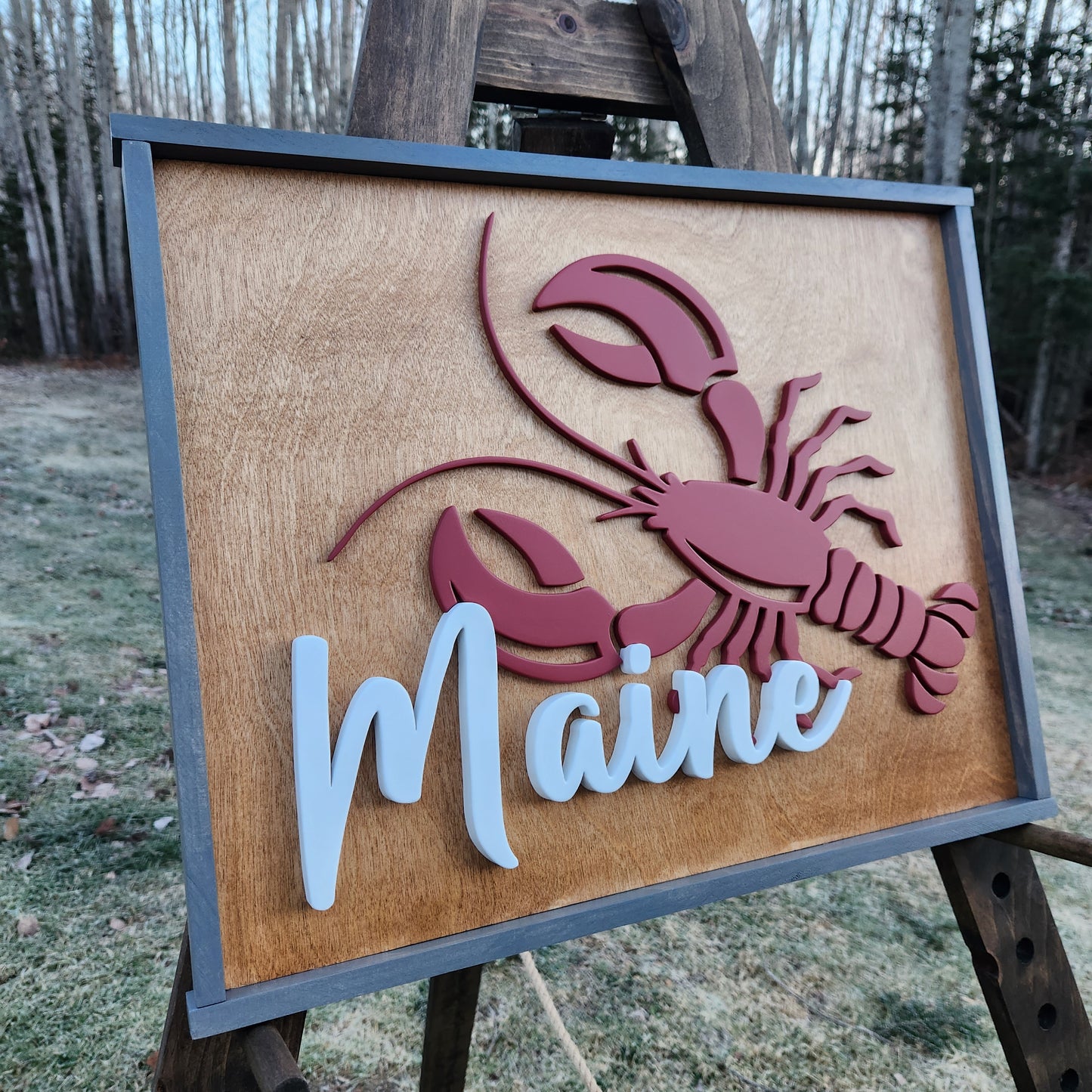 Maine ~ Layered 3D Lobster Sign
