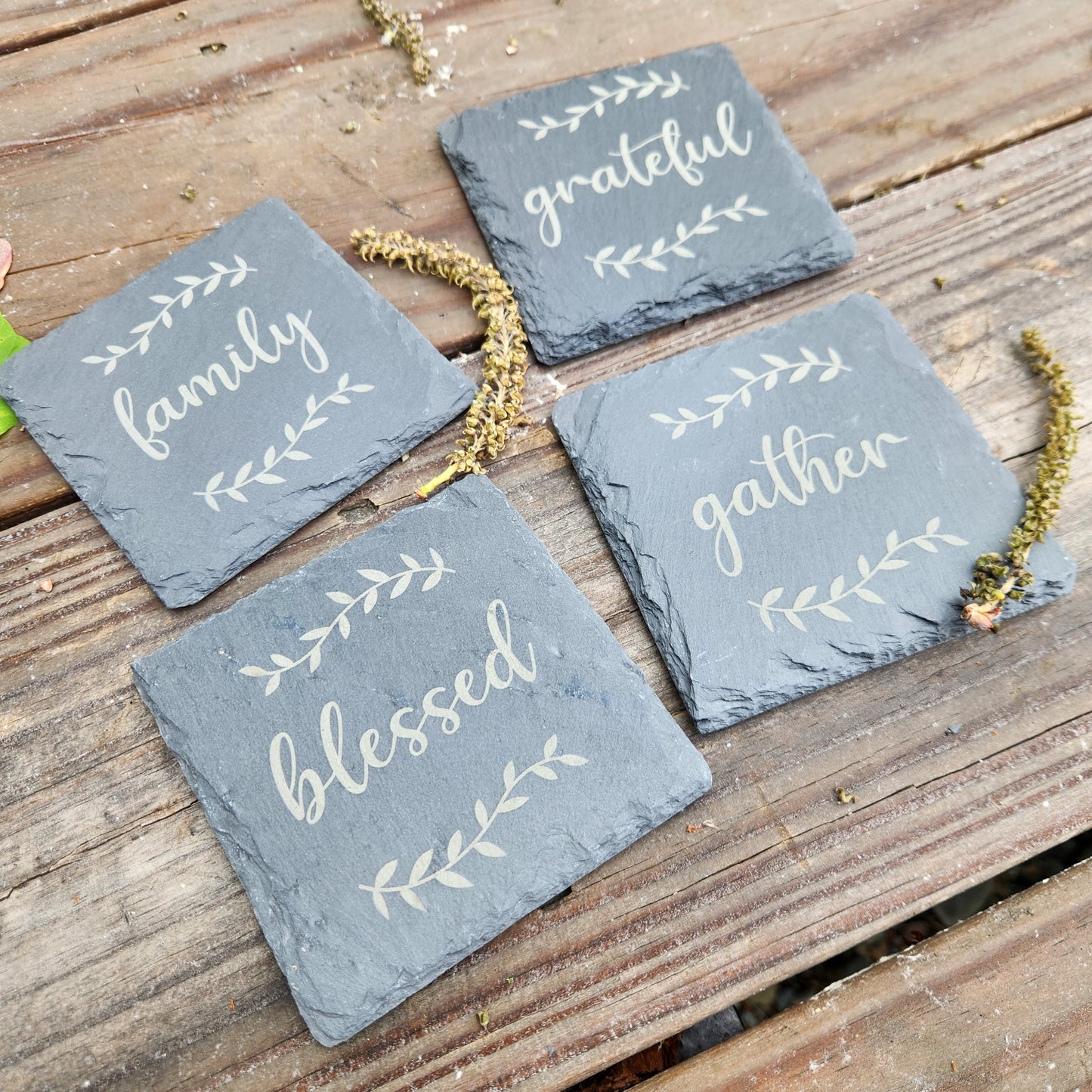 Slate Coaster Set ~ Blessed