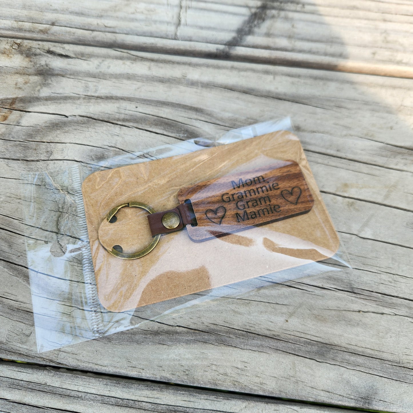 Keychain ~ "We love you" Walnut