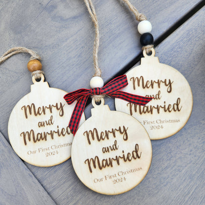 Christmas ~ Merry & Married Ornament