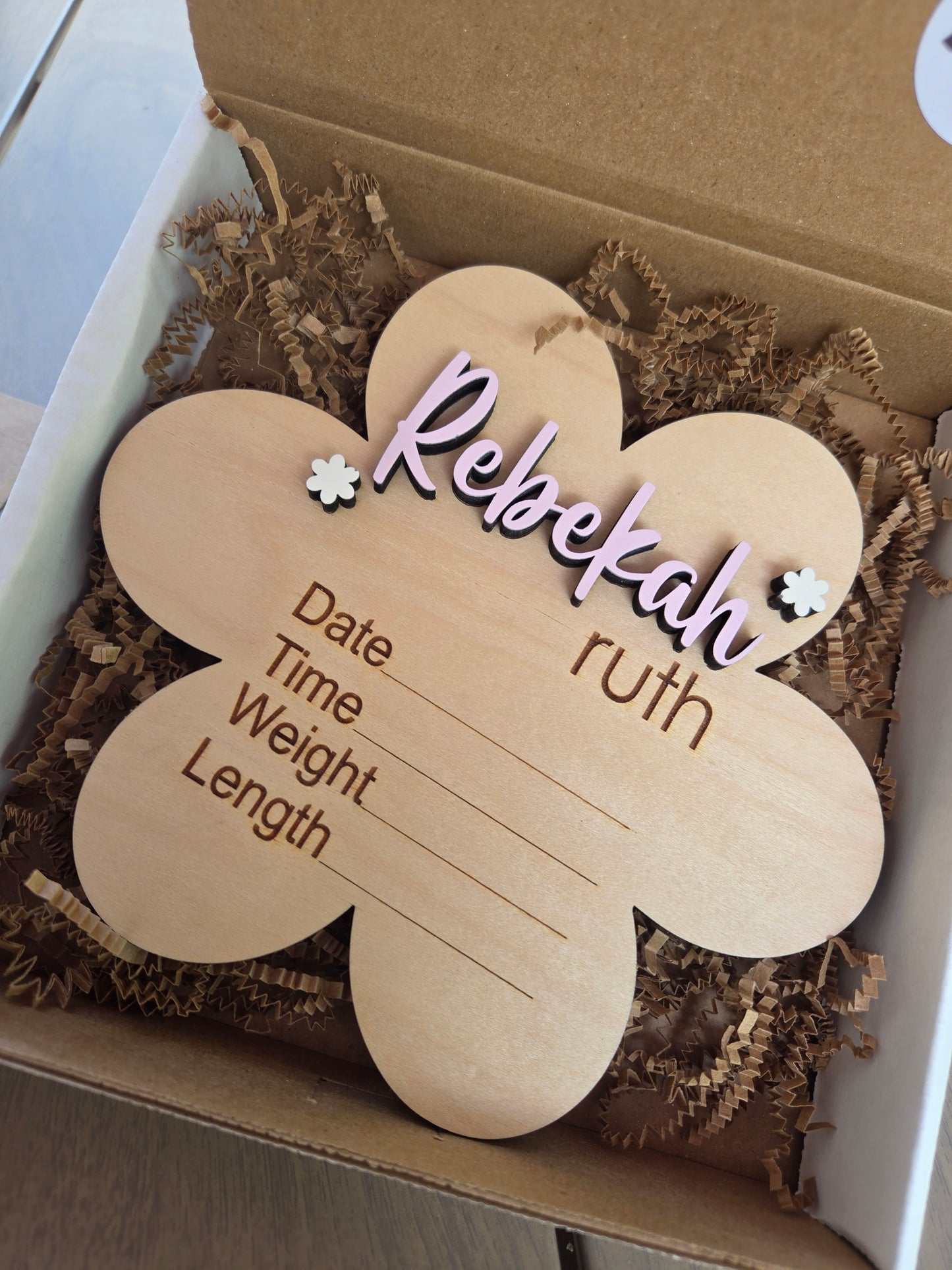 Personalized Flower Baby Name Announcement Sign With Matching Milestone Flowers