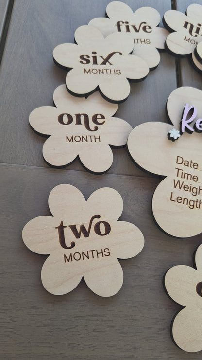 Personalized Flower Baby Name Announcement Sign With Matching Milestone Flowers
